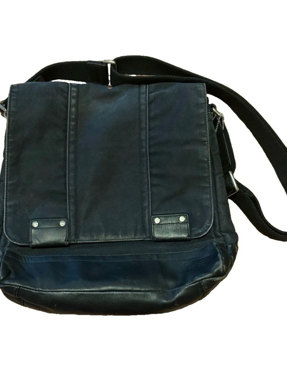 Black Coach Messenger Bag Canvas Leather Unisex Classic